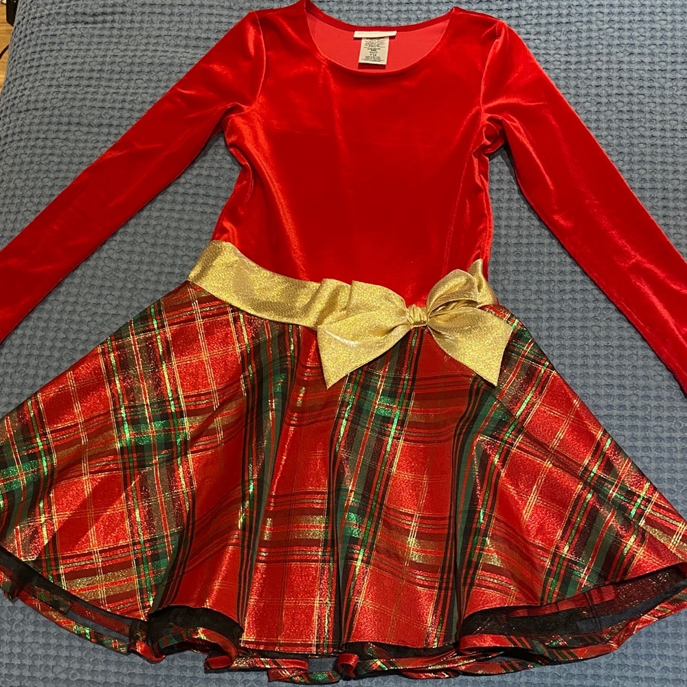 Bonnie Jean Red and Gold Plaid Kids Costume Dress